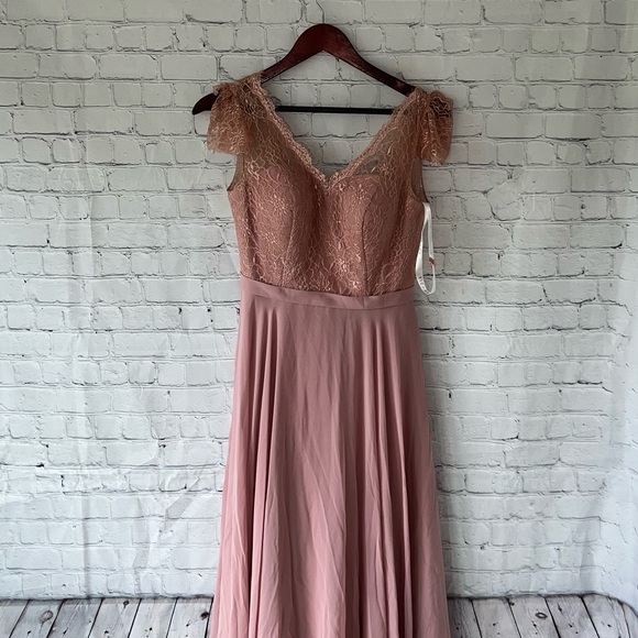 Azazie Dresses & Skirts - Azazie Dark Pink Long Floral Dress size M